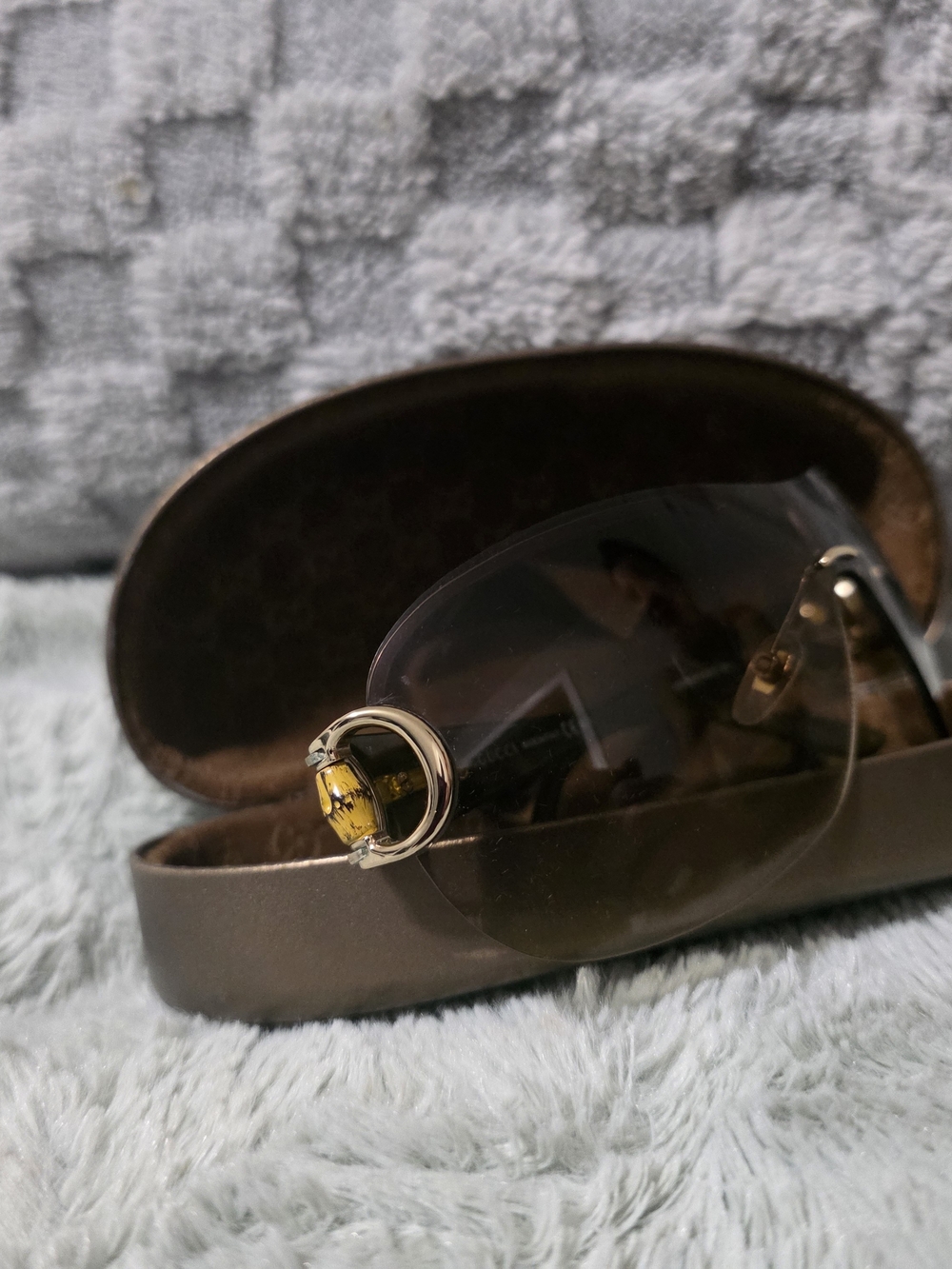 Gucci Brown Gradient Rimless Sunglasses with Gold Accent
